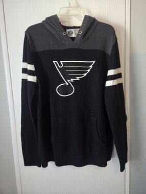NHL St. Louis Blues Black and Gray Pullover Knitted Hoodie